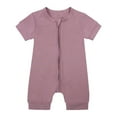 thumbnail image 1 of Icvfdpl Baby Boy Girl Pajamas Bamboo Solid Color Rompers Zipper Short Sleeve Sleeper Jumpsuit Soft Loungewear Outfit 0-3 Months, 1 of 2