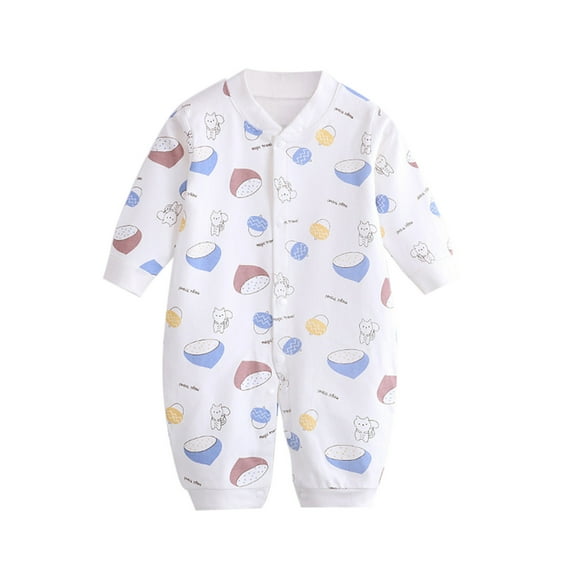 Icvfdpl Baby Boy Girl Pajamas Print Spring Winter Animals Fruits Long Sleeve Romper Jumpsuit Clothes Leisure 6-9 Months