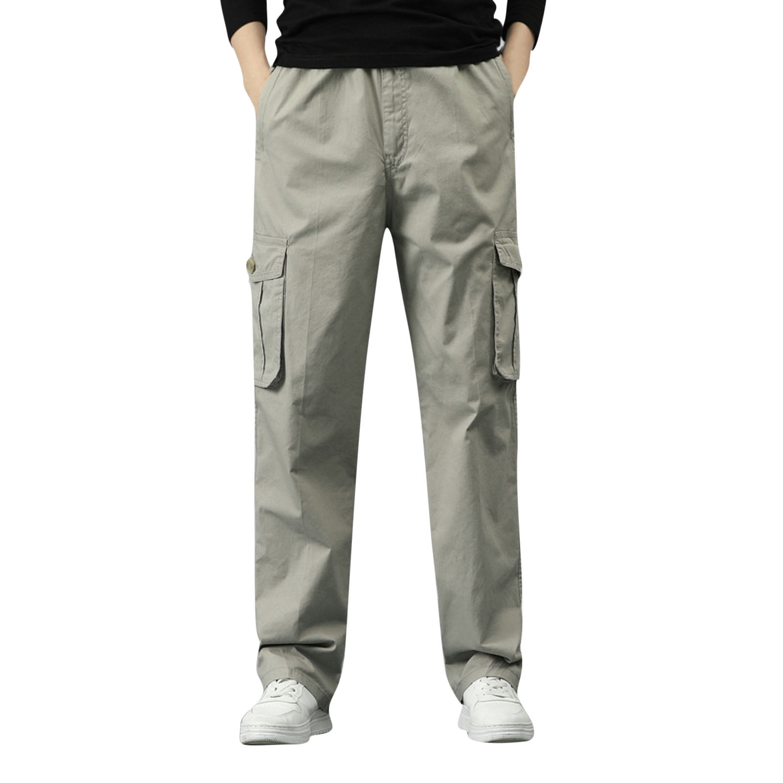 Icvfdpl Cargo Pants For Men Fashion Solid Color Loose Cotton Plus Size