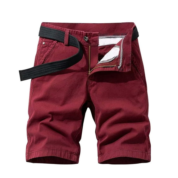Icvfdpl Cargo Pants For Men Loose Classic Solid Color Sports Short Casual Trousers Leisure Man Clothing Red 33