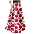 thumbnail image 1 of Icvfdpl Casual Dresses For Women Bohemian Floral Print Maxi Skirt High Waist Pocket Party Beach Long Skirts Leisure Sundress Stylish Woman Beachwear White Xl, 1 of 4