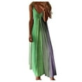 thumbnail image 1 of Icvfdpl Casual Dresses For Women Ladies Plus Size Loose Stripe Sleeveless V Collar Long Maxi Leisure Sundress Stylish Woman Beachwear Green L, 1 of 7