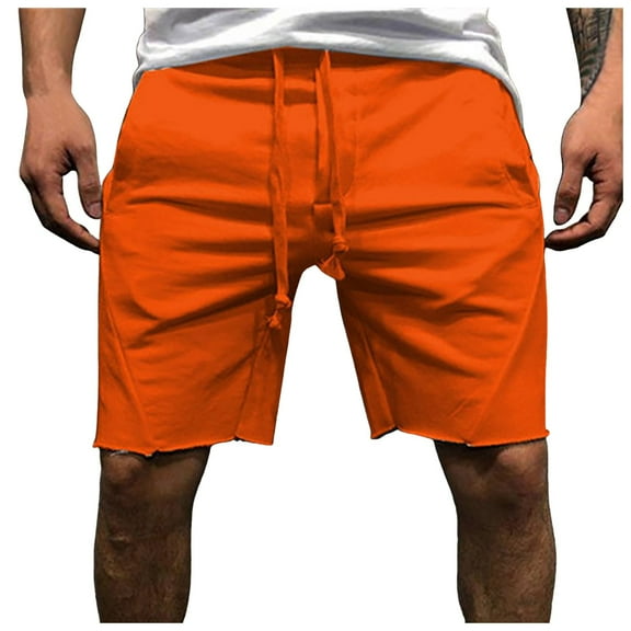 Icvfdpl Casual Shorts For Men Loose Comfortable Jeans Summer Fashion Heavyweight Knee Length Trousers Leisure Short Pants Hawaii Man Clothing Orange S