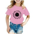thumbnail image 1 of Icvfdpl Girls Fashion Tops Kids Casual Sunflower Print Crew Neck Short Sleeve Tshirt Top Streetwear, 1 of 4