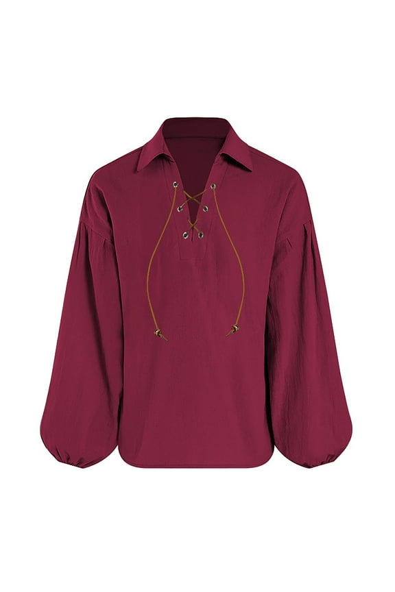 Kid's Tops Long Sleeve Solid Color Lace Up Scottish Jacobite Classical Tops Classic Elegant Style Shirts