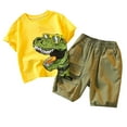 thumbnail image 1 of Icvfdpl Kids Boys Outfits Baby Children Clothes Short Sleeve Dinosaur Printed T Shirt And Shorts 2Pcs Summer Outfit Soft And Skin Friendly Fabric, 1 of 7