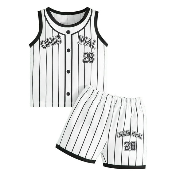Icvfdpl Kids Boys Outfits Set New Striped Letter Baseball Clothes Sleeveless T Shirt Two Sets Soft Outwear 2 Years-3 Years