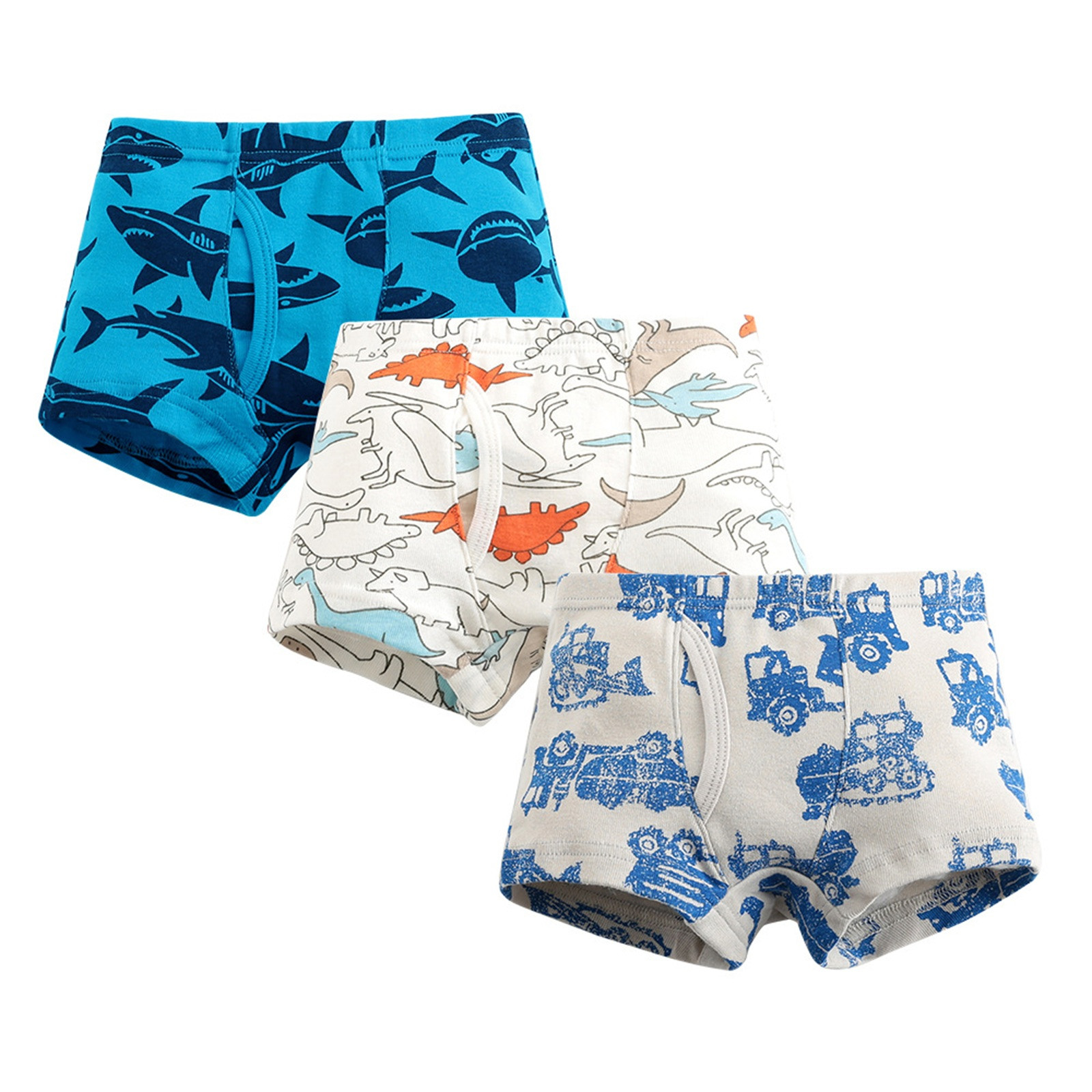 Icvfdpl Kids Children Baby Boys Underpants Cute Cartoon Print Underwear Shorts Pants Cotton Briefs Trunks 3Pcs Multipack Soft And Skin-Friendly Blue 2-3 Years