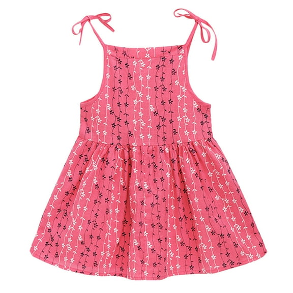 Icvfdpl Kids Flower Girl Dress Kid Solid Flower Striped Princess Party Sun Clothes Girl Dresses For Toddler Pink Cotton 2-3 Years