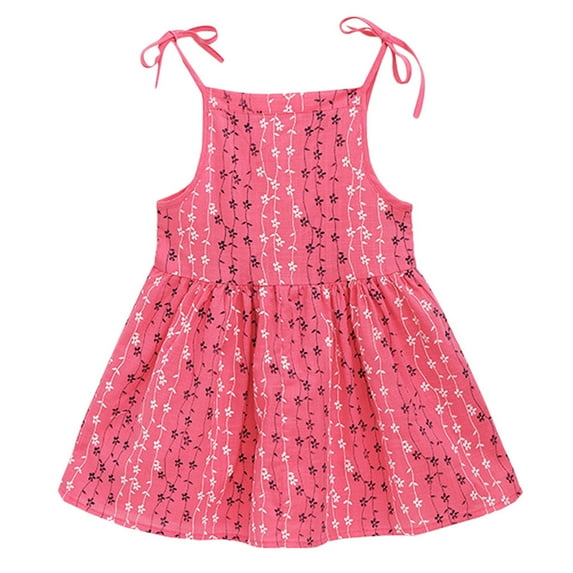 Icvfdpl Kids Flower Girl Dress Kid Solid Flower Striped Princess Party Sun Clothes Girl Dresses For Toddler Pink Cotton 2-3 Years