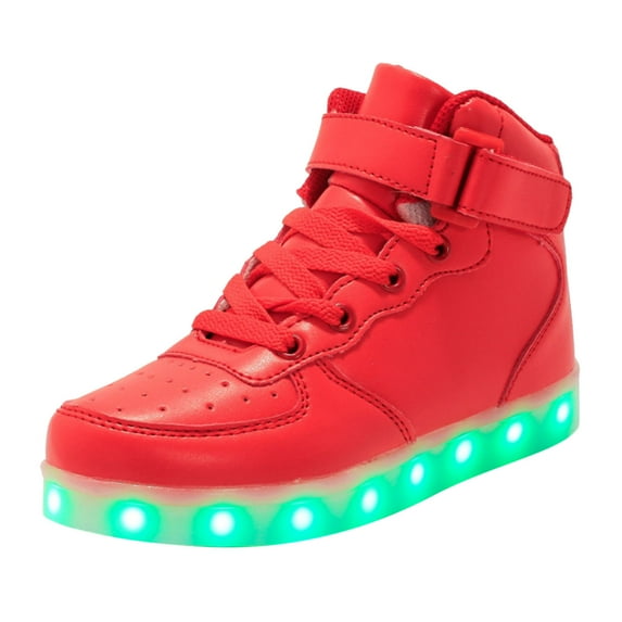 Icvfdpl Kids Sneakers Girls Sports Thick Bottom Lightweight Non Slip Luminous Flashing Trainers Shoes With Led Lights Usb Charging Lace Up Shoes Girl 11.5 Years-12 Years