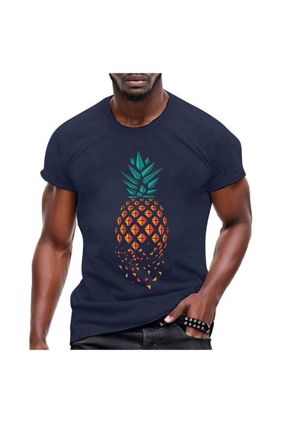 Men'S Classic T Shirts Pineapple Breathable Fast Dry Crew Neck Tee Shirt Top Versatile For Everyday Wear In Most Settings