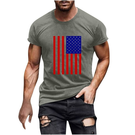 Icvfdpl Men'S Independence Day Summer Outdoor Holiday Leisure Short Sleeved Crew Neck Short Sleeved T Shirt