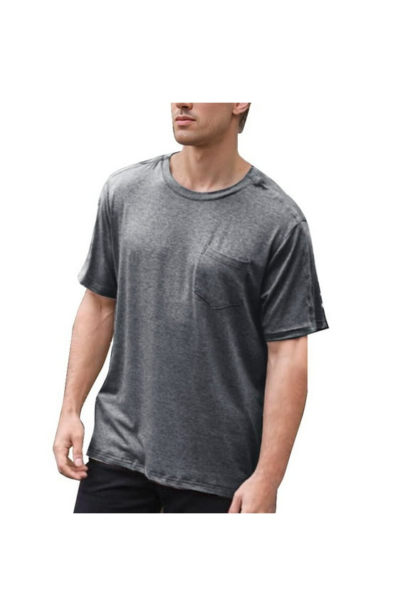 Men'S Tee Shirt Back Shoulder Recovery Can Tear Short Sleeve Full Open Side Button Tee Shirt Clothing Versatile For Everyday Wear In Most Settings