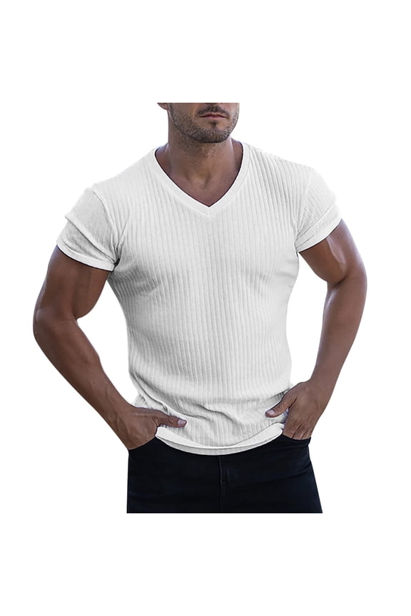 Men'S Tee Shirt Breathable Fast Dry V Neck Casual Short Sleeved Summer Knit T Shirts Sun Protection Man Tshirt For Hot Weather