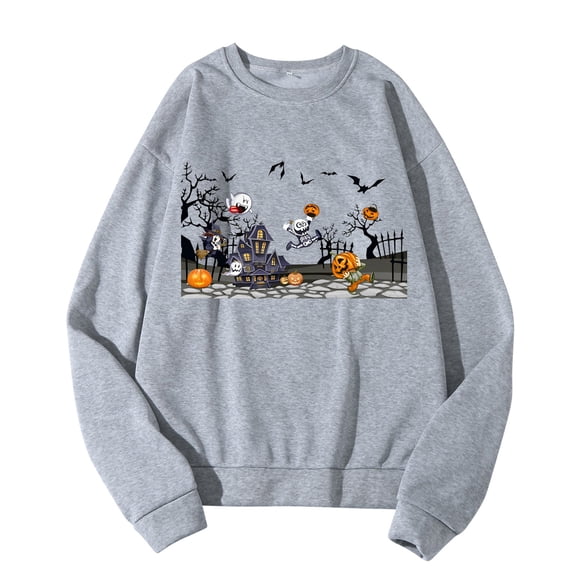 Icvfdpl Men's Hoodless Sweatshirts Crewneck 2024 New Fall Halloween Ghost Long Sleeved Autumn And Winter Streetwear