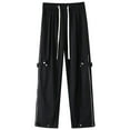 thumbnail image 1 of Icvfdpl Mens Casual Pants Tornss With 2 Side Zipper Buckle Full Open Sports With Pockets At The Legs Leisure Trousers Comfy Man Clothing Black L, 1 of 4