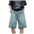 thumbnail image 1 of Icvfdpl Mens Casual Shorts Jeans Hop Vintage Denim Teenager Boys Summer Jeans Leisure Short Pants Trendy Man Outwear Blue M, 1 of 7