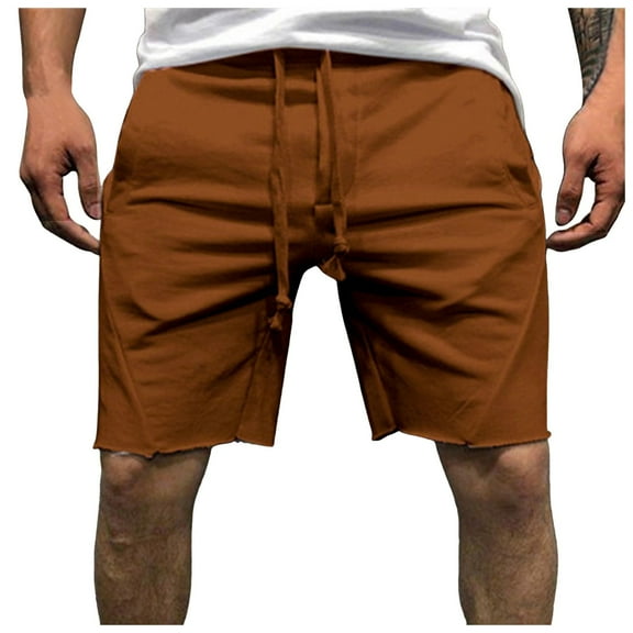 Icvfdpl Mens Casual Shorts Loose Comfortable Jeans Summer Fashion Heavyweight Knee Length Trousers Leisure Short Pants Trendy Man Outwear Brown L