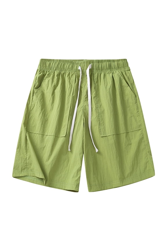 Mens Casual Shorts Summer Quarter Beach Nylon Leisure Short Pants Stylish Man Streetwear Green Xxxxl