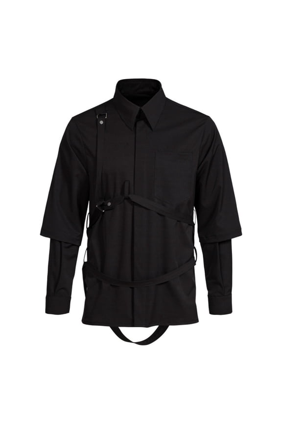 Mens Shirts Goth Gothic Two Piece Alternative Clothes Goth Long Sleeve Top Clothes Casual Blouse Comfy Man Daily Wear Black Xxxl