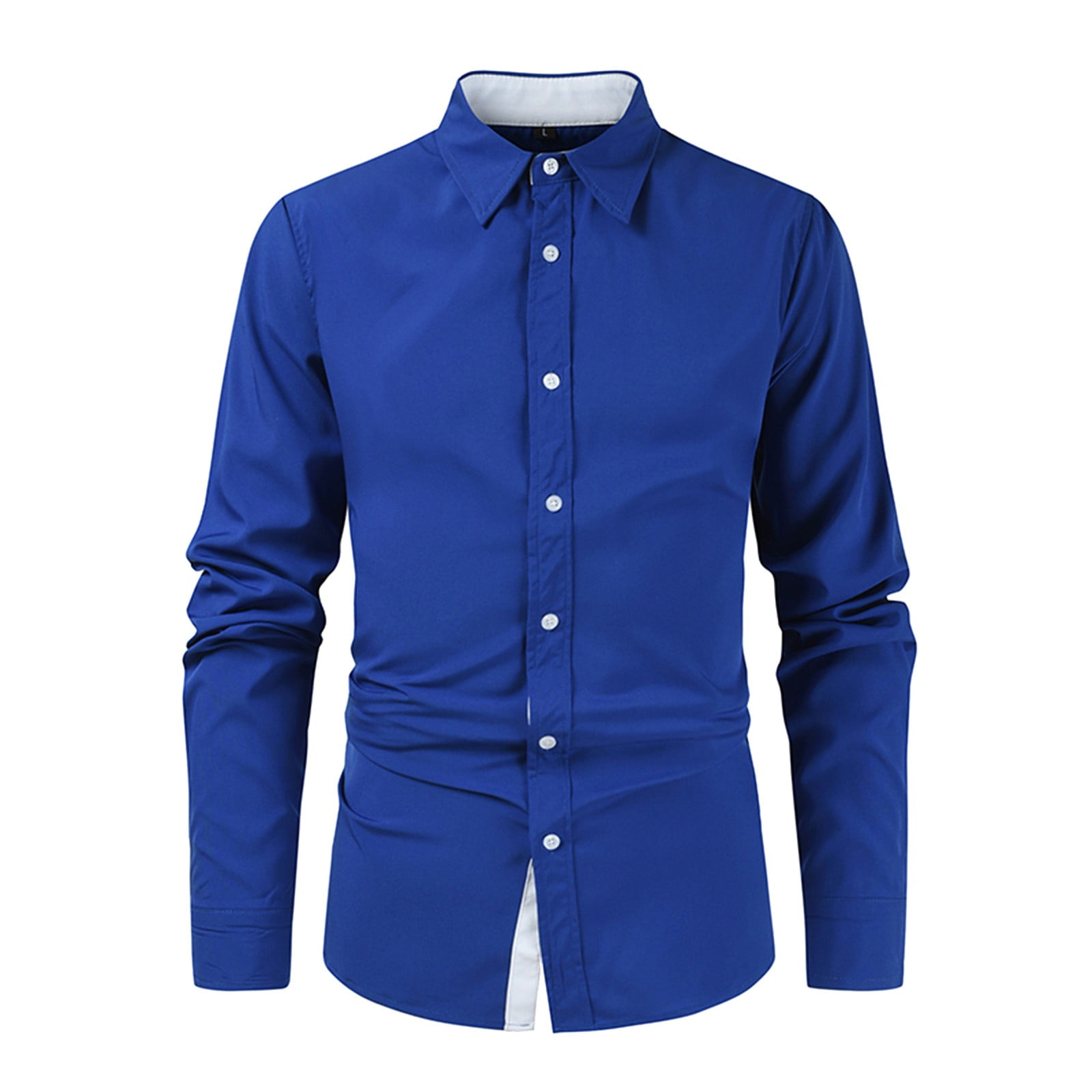 Icvfdpl Mens Shirts Long Sleeve Lapel Collar Loose Solid Color Casual ...