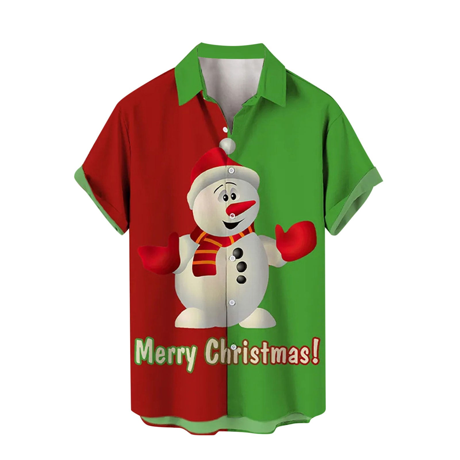 Icvfdpl Mens Shirts Short Sleeve Autumn Winter Festival Pattern Printed