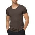 thumbnail image 1 of Icvfdpl Mens Shirts V Neck Short Sleeve Casual Stylish Beach Vacation Summer Hippie Tops Coffee Breathable Mens Undershirts T Shirt Xl, 1 of 5