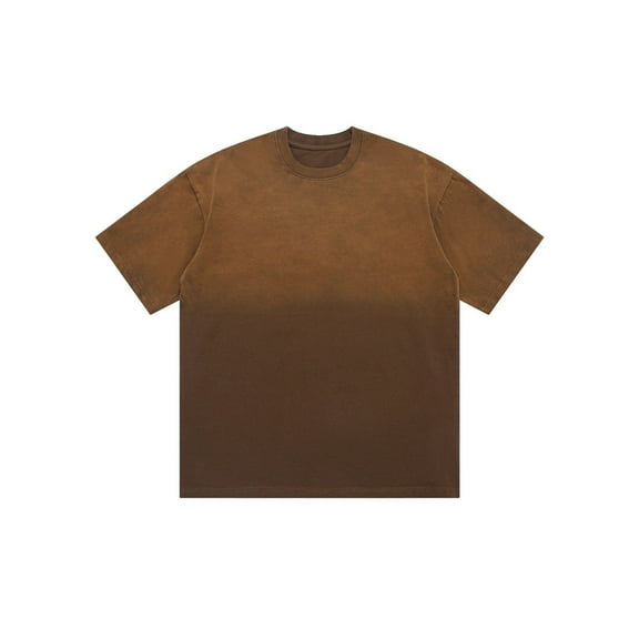 Icvfdpl Mens T-Shirts Retro Heavy Gradient Short Sleeve Trendy Shoulder Drop Spray Ma Liu Old Size Top Coffee Cozy Mens Undershirts M