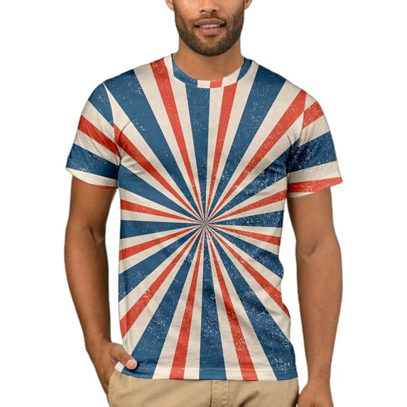 Icvfdpl Mens Tee Shirt Independence Day Holiday T Shirts Red White And Blue Flag Simple Flag Retro Style Short Sleeved T Shirts Cool And Trendy Man Tshirts Daily Outfits