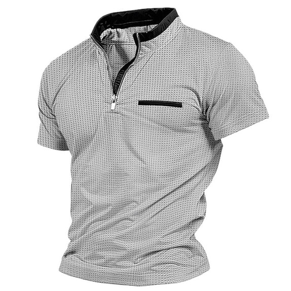 Icvfdpl Mens Tee Shirt Summer Breathable Moisture Wicking Fast Dry Plus Size Plaid Solid Color Pocket Short Sleeve T Shirts Top Showcasing Male Charm