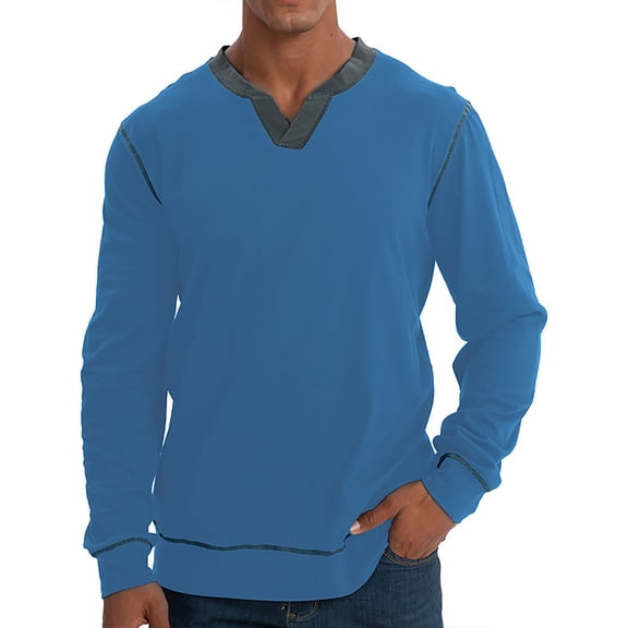 Icvfdpl Mens Undershirts Splicing V Neck Base Casual Trend Loose Business Long Sleeved Skin-Friendly Workout Shirts For Men S