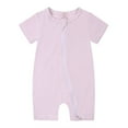 thumbnail image 1 of Icvfdpl Outfit Baby Boy Girl Bamboo Rompers Zipper Solid Color Short Sleeve Sleeper Jumpsuit Comfy Pjs Sleepwear 3-6 Months, 1 of 2