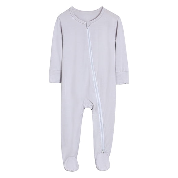 Icvfdpl Outfit Baby Boy Girl Bamboo Solid Color Rompers Footed Zipper Long Sleeve Sleeper Jumpsuit Comfy Pjs Sleepwear 18-24 Months