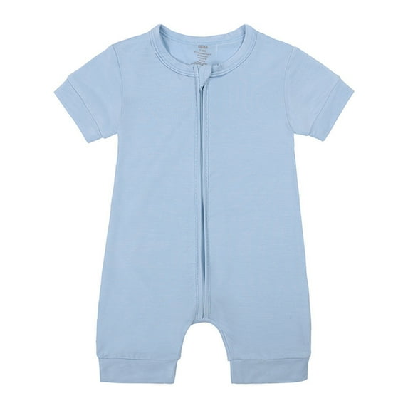 Icvfdpl Outfit Baby Boy Girl Bamboo Solid Color Rompers Zipper Short Sleeve Sleeper Jumpsuit Comfy Pjs Sleepwear 0-3 Months