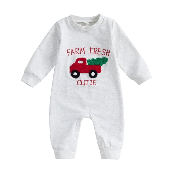 Icvfdpl Outfit Baby Boy Girl Newborn Christmas Xmas Car Romper Long Sleeve Jumpsuit Playsuit Soft 0-3 Months