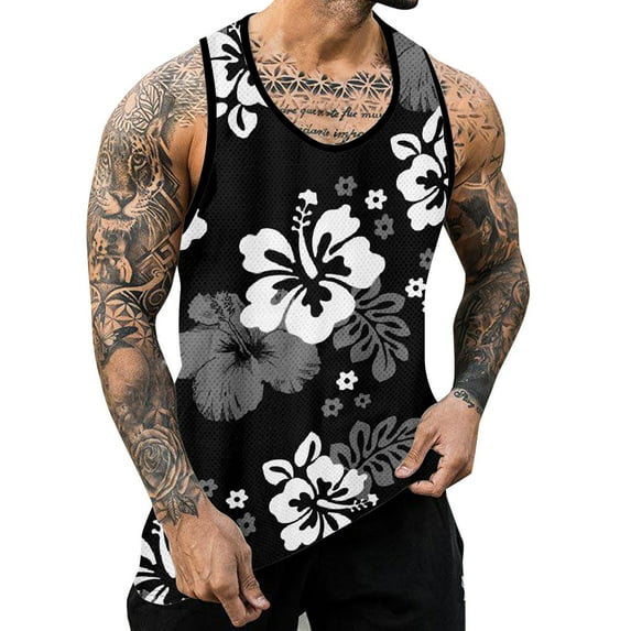 Icvfdpl Summer Casual Tank Tops For Men 2024 New Fashion Breathable Beach Vest Mesh Leisure Printing 3D Printing Loose Clothes Stylish Man Outwear
