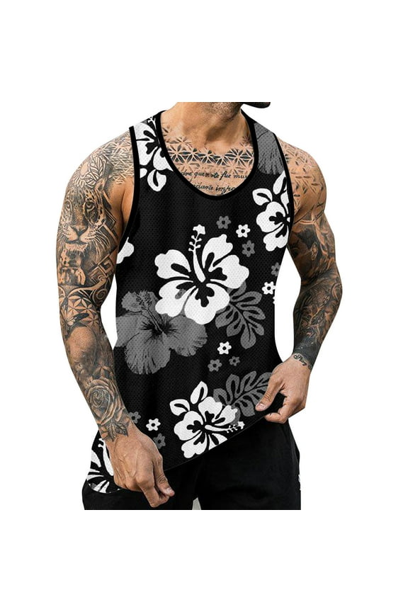 Summer Casual Tank Tops For Men 2024 New Fashion Breathable Beach Vest Mesh Leisure Printing 3D Printing Loose Clothes Stylish Man Outwear
