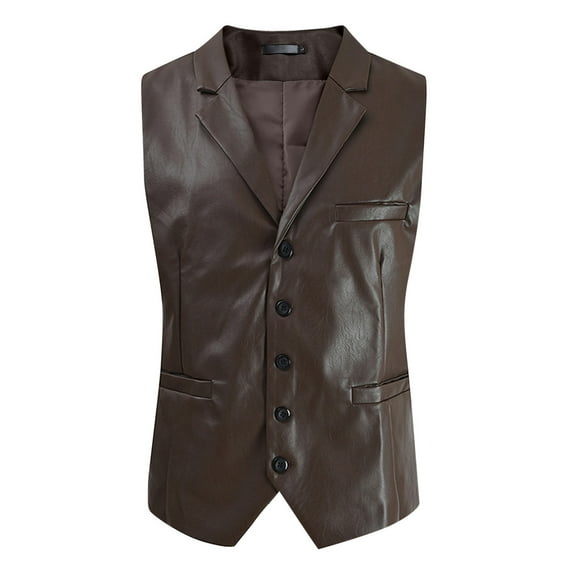 Icvfdpl Summer Casual Tank Tops For Men Breathable 2024 New Leisure Vest Slim Fit Leather Pu Leather Single Clothes Cool Male Streetwear