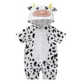thumbnail image 1 of Icvfdpl Toddler Girls Jumpsuits Summer Boys Short Sleeve Romper Cow Hoodie Outwear For Clothes Trendy Baby Outwear, 1 of 4