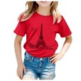 thumbnail image 1 of Icvfdpl Summer Tops For Teen Girl Kid Printed Short Sleeve Top T Shirt Breathable Streetwear 3-4 Years, 1 of 5