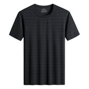 Icvfdpl T-Shirts For Men 2024 Summer New Cool Breathable Outdoor Leisure Sports Plus Size Ice Silk Short Sleeve Tops Stylish Man Outwear Black L