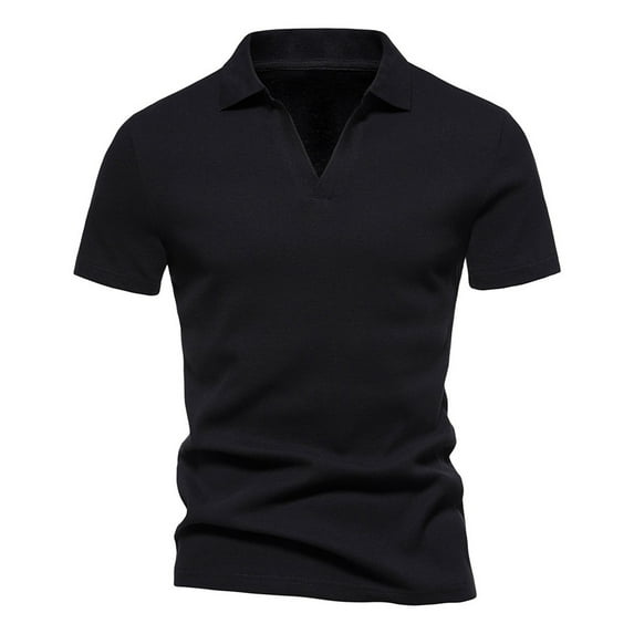 Icvfdpl T-Shirts For Men Fashion Deep V Neck Short Sleeved Tee Shirt Cotton Elastic Bottoming Shirts Stylish Man Daily Wear Black Xxxxl