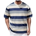 thumbnail image 1 of Icvfdpl T Shirts For Men Striped Casual Trend Loose Comfortable Sports Trade Round Neck Short Sleeved Blue Cozy Mens Shirts T Shirt 3Xl, 1 of 1