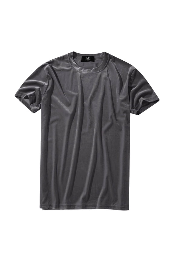 T-Shirts For Men Velvet Velour Fashion Hop Slim Simple Short Sleeves Tops Stylish Man Daily Wear Gray M