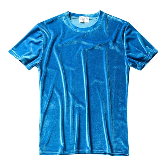 Icvfdpl T-Shirts For Men Velvet Velour Fashion Hop Slim Simple Short Sleeves Tops Stylish Man Outwear Multi-Color L