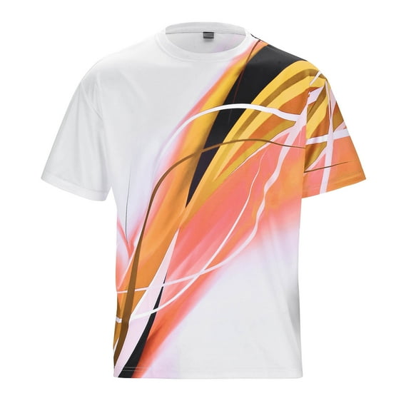 Icvfdpl T Shirts For Men Fashion Plus Size Pattern Printed Crew Neck Short Sleeve Graphic Everyday Tops Casual Tee Shirt Stylish Man Daily Wear Orange Xxxxxl