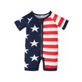 thumbnail image 1 of Icvfdpl Toddler Baby Pajamas Pj'S Patriotic Star Stripe Zip Up Romper Summer Short Sleeve One Piece Cotton Playwear Independence Day Lovely 18-24 Months, 1 of 6