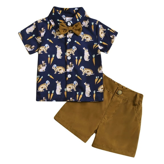 Icvfdpl Toddler Boys Short Sleeve Prints T Shirt Tops Shorts Child Kids 2Pc Set Outfits Clothes Cute Baby Beachwear