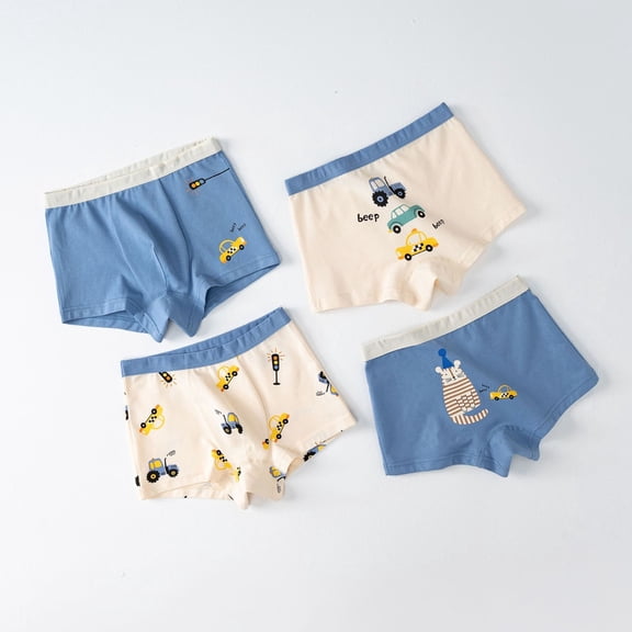 Icvfdpl Toddler Boys Underwear 4-Pack Combed Breathable Pure Cartoon Baby Boxers Underpants 1-2 Years